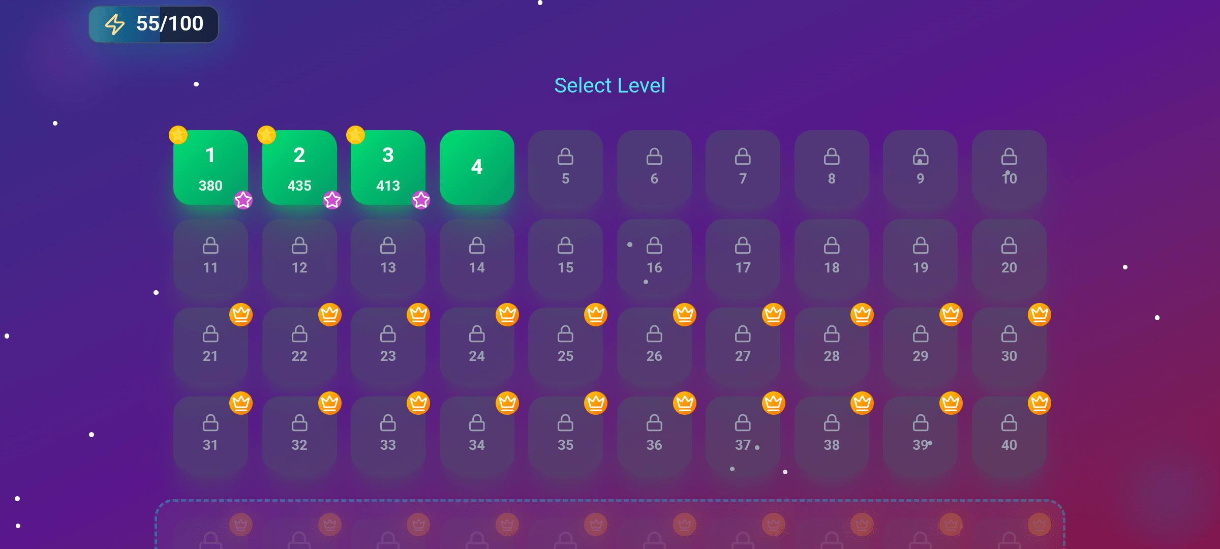 [SCREENSHOT: Level selection]